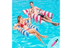 Exslend Amaca Gonfiabile Mare 2 Pezzi, Materassini Gonfiabili per Piscina, Portatile Lettino Mare Gonfiabile, 4 in 1 Lettino Gonfiabile Piscina, Amaca da Piscina con 1 Pompa