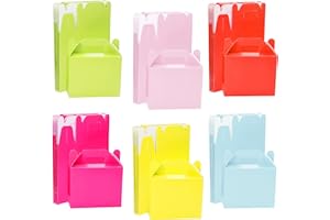 Belle Vous 24 Pack Party Treat Favour Gift Boxes - 14 x 6 x 11cm / 5.51 x 2.36 x 4.33 inches- Plain Bright Rainbow Loot Goodie Gable Bags for Kids Birthdays, Food, Baby Shower & Weddings