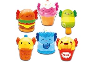 Lavatelli - Set 6 pezzi, Squishy Toys Axolotls, Regalini fine festa compleanno bambini, Assolotti, 8 cm, Kawaii giochi, gadget, pensierini ed idee regalo per bambino e bambina, carnevale