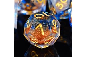 ORUZA 7 Stück Polyedrische DND Würfel Set Liquid D&D Core Würfel D4 D6 D8 D10 D12 D20 D% Treibsand Spielwürfel für Dungeons and Dragons RPG MTG Pathfinder Rollenspiele Spielwürfel