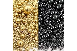 Lozadia 100g Edible Sprinkles Metalic Pearl Sprinkles Of Pearl Sugar Cake Sprinkles, Edible Cake Decorations, Sugar Balls for Cupcake Cakes Sprinkle On Birthday Wedding Party (Black Gold)