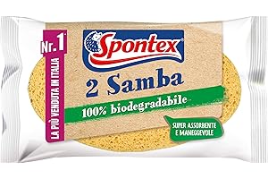Spontex Samba x2, éponge en Cellulose, Pratique et maniable, 100% biodégradable à l'origine