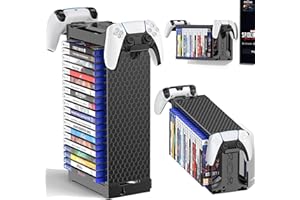 KYTOK Support Universel Organisateur pour Jeux Vidéo, Tour de Rangement Compatibilité avec PS5/Switch 2/Xbox One/Series/PS4/PSP (20 Disques+Accessoires)，Support de Organisateur Design Vertical & Horizontal