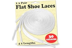 LACESTAR Flat Shoe Laces 8mm Wide for Trainers, Boots, Hi Tops, Football Boots, Shoelaces New Suitable for all brands including Nike Adidas Converse Puma Vans Reebok Adults or Kids