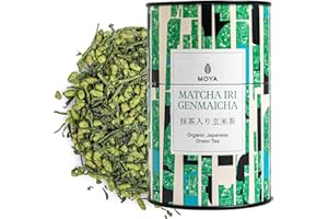 MOYA MATCHA Moya thé vert organique Iri Genmaicha |60 g Sencha au Riz et Matcha |Thé du Japon |Convient aux végétaliens et aux végétariens |Emballé dans un sac refermable