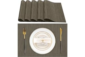 Lumaca Manteles Individuales Lavables, Juego de 6 Salvamanteles Individuales (70% PVC, 30% Poliéster), Resistentes al Calor, Antideslizantes, para Mesa de Cocina y Restaurantes,Gris Oliva