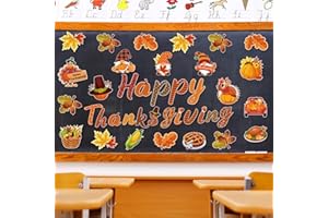 Dianelhall Happy Thanksgiving Klassenzimmer Pinnwand Ausschnitte Frohe Herbst Thema Ausschnitte Blätter Kürbis Gnom Truthahn Klassenzimmer Papierausschnitte Deko für Wand Zubehör (Happy Thanksgiving)