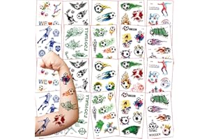 FLYFTREY 20 Hojas Tatuajes Temporales para Niños, Tema Fútbol Tatoos Infantiles Impermeable Respetuoso Con la Piel, Tatuajes Regalos de Cumpleaños Festivales Fiestas Gift Bag Filler