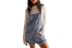 Acrawnni Women Corduroy Short Overalls Summer Sleeveless Adjustable Straps Baggy Bib Overall Romper Rolled Cuff Short Pants With Pockets