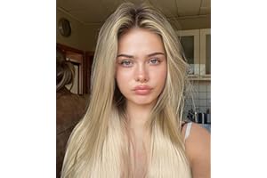 VEBONNY Blonde Perücken, Ombre Braun Hellblonde Lace Front Perücke für Damen, Realistisch aussehende Kunsthaar Lace Perücke, Kleberfreie Perücke 22 Zoll VEBONNY-085