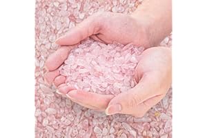 EZEELAI 0.9 Lb Rose Quartz Crushed Stones Crystal Chips Bulk, Natural Gemstones Healing Reiki Crystals Mini Quartz Pebbles Irregular Shaped Decorative Vase Fillers Aquarium Gravel Rocks