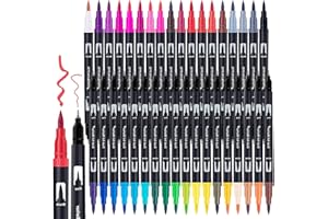 Halobios Dual Tip Brush Pens, 36 Colouring Pens Art Supplies, Fineliner Pen Art Markers for Kids Adult, Watercolour Felt Tip Pen for Drawing Sketching Calligraphy Adult Colouring Books Comic Painting