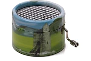 KURBELWERK Spieluhr mit dem englischen Folksong SCARBOROUGH FAIR, Mini-Drehorgel, Spieldose, Musik Box schönes Geschenk mit sichtbarer Walze und abgedruckter Liedstrophe