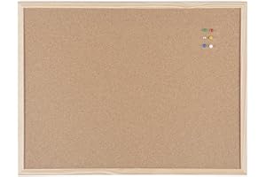BoardsPlus Lavagna In Sughero, Bacheca In Sughero Autorigenerante Con Cornice In Legno Pino, 60 x 45 cm