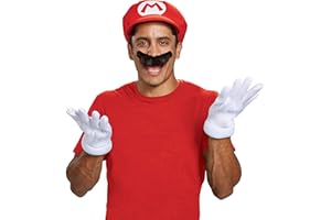 Disguise Nintendo Super Mario Adults Red Hat & Moustache Plumber Costume Accessories,