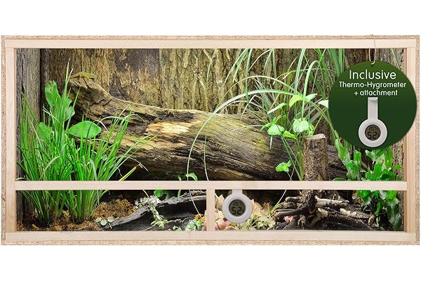 Grand vivarium/terrarium en bois d'intérieur pour reptile, enchâssable pour la ventilation des serpents et lézards, beige, 120x60x60cm - Side Vent
