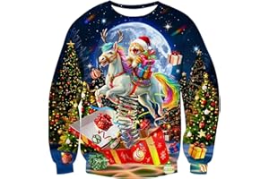 TUONROAD Pull de Noël Unisexe Nouveauté Christmas Imprimé Tricot Sweater Col Rond Manche Longue Xmas Sauteur Chandail Hiver pour Femme Homme S-XXL