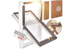 VELUX Kunststoff Dachfenster mit 2-fach Verglasung inkl. Eindeckrahmen und gratis Rollo (66 x 140 (FK08))