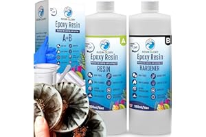 RESIN GLORY Epoxy Resin Kit - 1L 32oz 1:1 Ratio Crystal Clear for Art Coating Craft Casting - Jewellery Making, River Table, Coasters, Cheeseboard, DIY- Non-toxic, Self levelling (1L Kit)