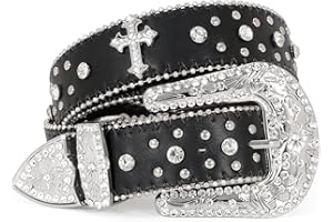 SUOSDEY Rhinestone Belt for Women,Leather Studded Belt for Dress Jeans, Bling Western Cowboy Cowgirl Belt