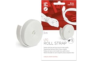 LABEL THE CABLE Serre-Câbles pour une Gestion Parfaite des Câbles - Attache-Câbles Scratch Double-Face - Rouleau Attache-Câbles - Aspect Velours - LTC ROLL STRAP - 3 m x 16 mm - Blanc - LTC 1220