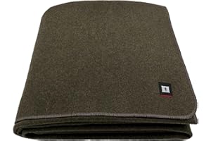 EKTOS Military Wool Blanket, 90" x 66", Army Blanket, Heavy Wool Blanket, Hunting Blanket (Olive Green)