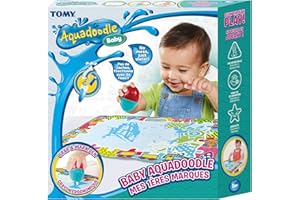 TOMY AquaDoodle Mes 1ères marques - Tapis de Dessin à l'eau pour Bébé, Jeu officiel de TOMY de Coloriage et de Dessin, Non salissant, Tapis pour Bébés, Garçons et Filles, Multicolore
