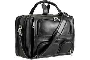 POLARE ORIGINAL Polare Full Grain Cowhide Leather 17'' Laptop Large Briefcase for Men Business Messenger Bag Work Bag