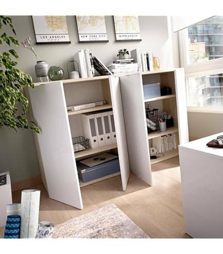 Scarpiera Finlei Con 2 Ante E 4 Ripiani - Design Moderno, Colore Cemento/Bianco, 68.9x120.4x34.1 Cm - Foto 4