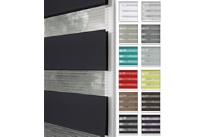 ‎HOME-VISION Home-Vision® DuoRollo Klemmfix, Doppelrollo ohne Bohren mit Klämmträgern, Rollos für Fenster und Türen (Schwarz, B75cm x H150cm)