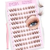 EMEDA Self-Adhesive Eyelashes, Natural Self-Adhesive Cluster Eyelashes, Pre-Luded Eyelash Clusters Kit, No Sticky Residue, Gl