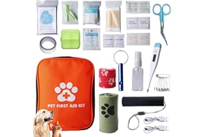 VEGOATY Set di pronto soccorso per cani e gatti, 118 pezzi di farmacia di viaggio per cani farmacia di viaggio animali domestici farmacia cani cani kit di primo soccorso per emergenze in viaggio