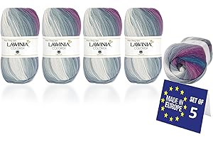 LAWINIA COLORISH Luxury Rainbow Yarn DK, Rainbow Wool for Knitting, Pack of 5 Each 100g - 350m 100% Acrylic DK Knitting Yarn, Paintbox Yarn, Pastel Wool, Multicoloured Wool, Gradient Yarn, Ombre Yarn