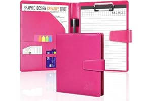 AGOER Teczka konferencyjna A5 A5, skórzana teczka konferencyjna DIN-A5 z zamknięciem magnetycznym, podkładka do pisania, z notesem A5 i długopisem