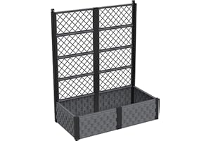 Duramax Jardinière surélevée rectangulaire avec treillis, idéale pour l'intérieur et l'extérieur, extensible désign, pour planter des herbes, des fleurs et des légumes, capacité de 12L, Gris