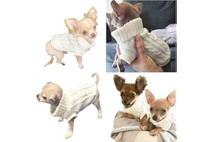 PRETTY PAMPERED PETS UK Chihuahua Clothes Puppy Dog Coat Knit Jumper Cosy Teacup Smaller Breeds XXXS Tiny Toy Miniature Dogs (XXXS, Ivory Cream)