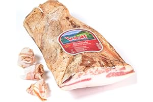‎WOLF Wolf, Guanciale di Sauris Mit 100% Italienischem Fleisch, Leicht Geräuchert Mit Traditioneller Buchenholz-Räuchertechnik, Glutenfrei, Stück Vakuum 0,300 Kg (Garantiertes Mindestgewicht)