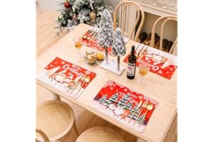 haweeli Juego de 4 Salvamanteles Individuales de Navidad Lavables, Manteles Individuales, 44 x 30 cm