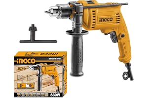 INGCO Impact Drill, 680W 0-3000rpm 13mm Power Hammer Drills, Variable Speed Corded Drill Machine, Froward/Reverse Switch Electric Drill with Depth Gauge Home Improvement Construction Concrete