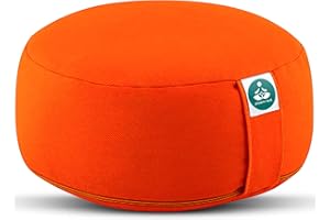 Present Mind - Cuscino rotondo da meditazione, lavabile, con imbottitura in grano saraceno, altezza di seduta di 16 cm