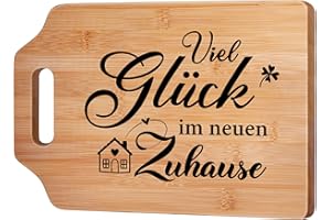 GLEEVARA Geschenkideen zum Einzug - Bambus Schneidebrett, Einzugsgeschenke Haus, Einweihungsgeschenk Haus, Geschenk zum Einzug ins Haus - Viel Glück im Neuen Zuhause, Neues Haus Geschenk