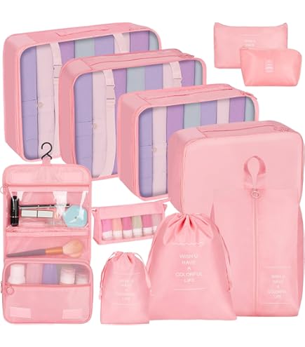 Set Organizer Valigie 11 Pezzi - Cubi Compatti Impermeabili Per Viaggio Con Borse Liquidi - Beige - Foto 3