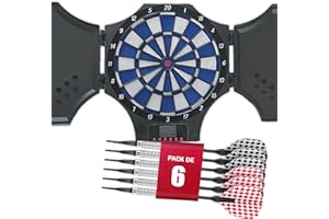 PL OCIOTRENDS DEVESSPORT Diana Electrónica Interior/Exterior | Diana Dardos con Pantalla LED | Juego Multijugador hasta 8 Jugadores | Incluye 6 Dardos y 6 Puntas Blandas de Repuesto