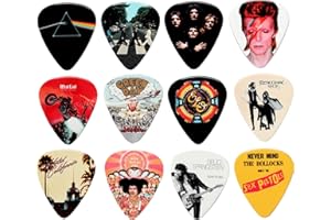 PREMIUM PICKS 24 Classic Albums on 12 Double Sided Guitar Picks + Storage Bag for your Plectrums