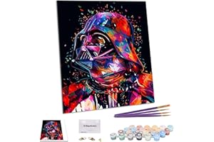TAHEAT New Paint by Numbers Kits DIY Leinwand Ölgemälde für Kinder, Studenten, Erwachsene Anfänger mit Pinseln - New Star Wars Darth Vader 16 * 20 Zoll ohne Rahmen