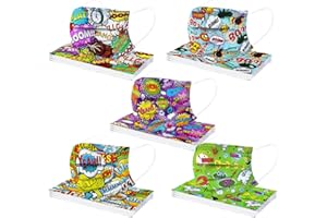 DeaAmyGline 50 Stück Kinder Mundschutz mit Bunt Motiv Einweg Mund Nasenschutz 3-lagige Atmungsaktiv Geruchlos Lustige Bedruckt Einmal Halstücher Masken Tücher Schal für Täglich Outdoor Schule (K03)