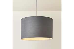 MiniSun | Small Modern Grey Velvet Drum Light Shade | Lamp Shades, Home Décor & Improvement Essential | 250mm Shade Width
