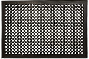 ED LINEN EDL Heavy Duty Rubber Floor Mat Extra Large Commercial Entrance Mat with Drainage Holes Non Slip Anti Fatigue Outdoor Mat for Industrial Use in Garage Kitchen Restaurant & Workspaces (90 x 60 CM)