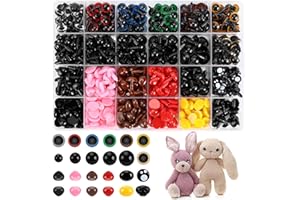 Auauraintt 1040 Pezzi Occhi Amigurumi, Colorati Safety Eyes e Nasi di Diverse Dimensioni con Rondelle, Amigurumi Kit Adatti per Amigurumi, Peluche, Orsacchiotti e Animali all'Uncinetto