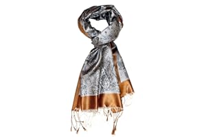 Lorenzo Cana Men's Scarf Jacquard Woven 100% Silk 55 cm x 180 cm Paisley Pattern Silk Scarf Harmonic Grey Gold Tones Fashionable Men's Scarf 7807011, Gold, silver, grey
